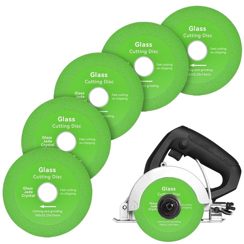 JonPhoe Glass Cutting Disc 4 Inch for Angle Grinder, Ultra-Thin Diamond Saw Blade Wheel for Glass Tile Marble Ceramic Jade (5Pcs 4") - Image 1
